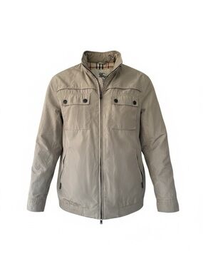 Burberry Windbreaker Jacket Nova Check Khaki Nylon Size Large Water Resistant